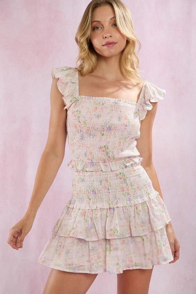 Pink Floral Mini Skirt