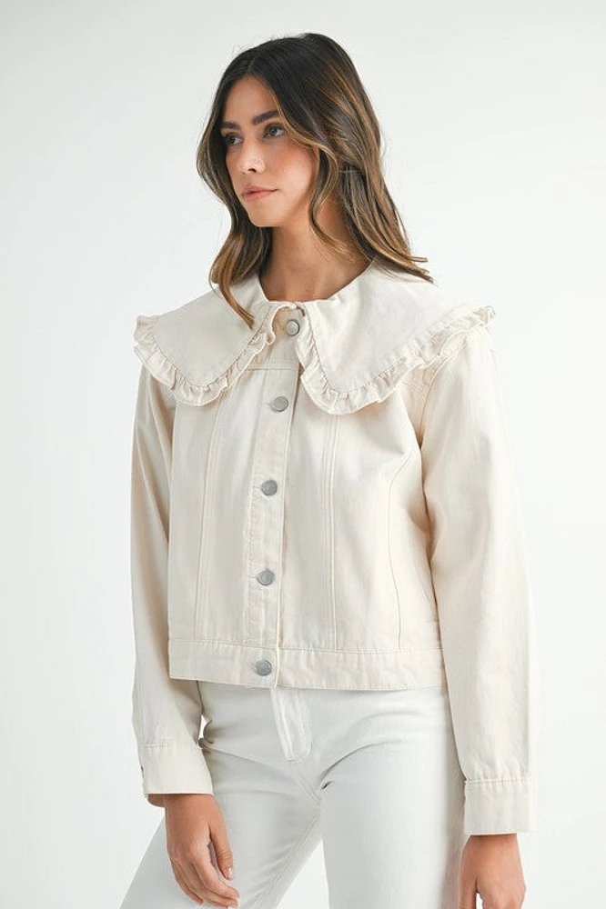 Ecru Denim Collared Jacket