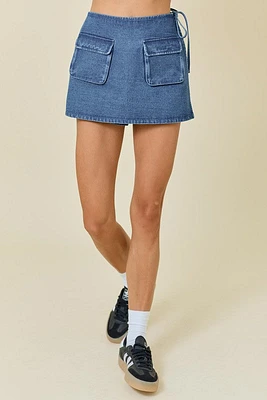 Denim Pocket Wrap Skort