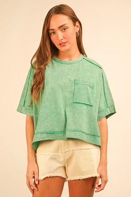 Light Green Mineral Washed Oversized Top