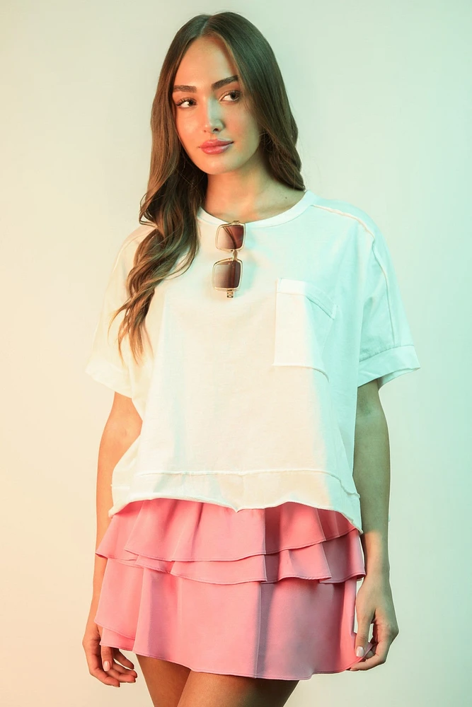 White Mineral Washed Oversized Top