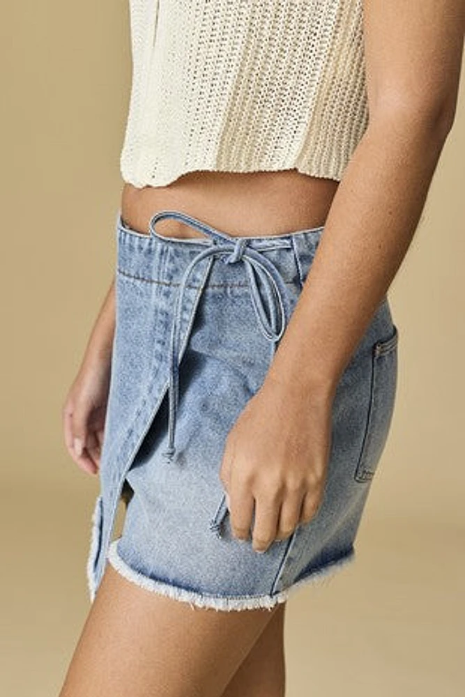 Brandy Side Tie Jean Skort