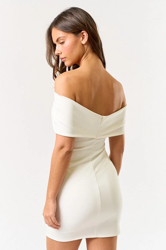 Oversized Bow Off Shoulder Mini Dress