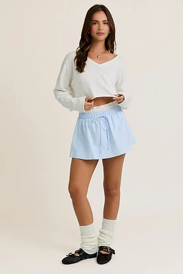 Blue Contrast Waist Mini Skirt