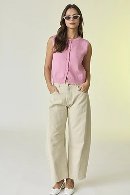 Pink Button Down Sweater