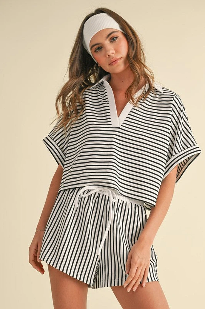 Knitted Striped Shirt and Pants Set