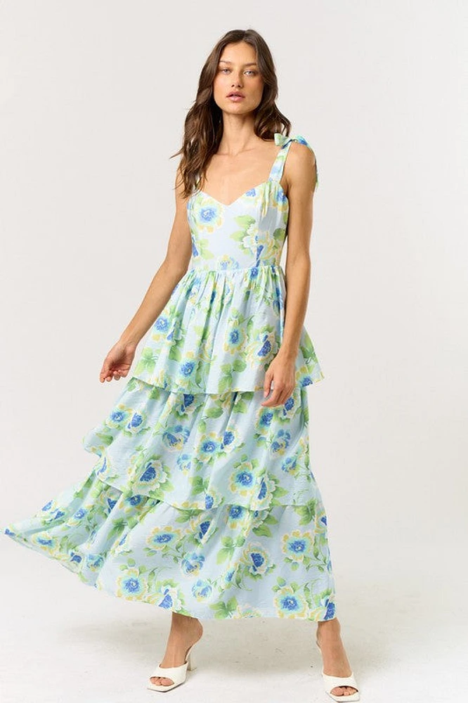 Sky Blue Ribbon Strap Dress