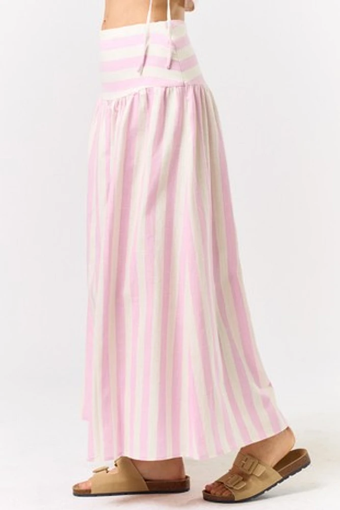 Pink Striped Maxi Skirt