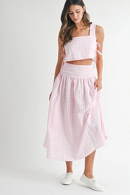 Pink Gingham Top & Skirt Set