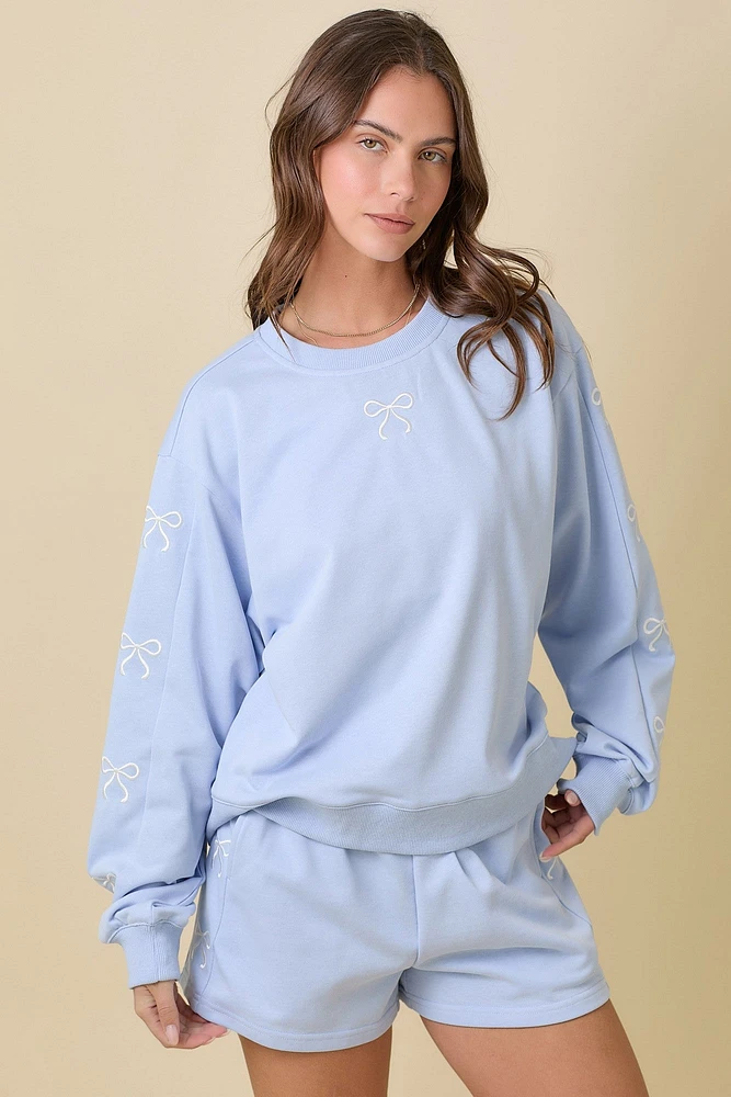 Light Blue Bow Crewneck