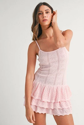 Pink Bow Ruffle Mini Dress