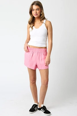 Pink Linen Shorts