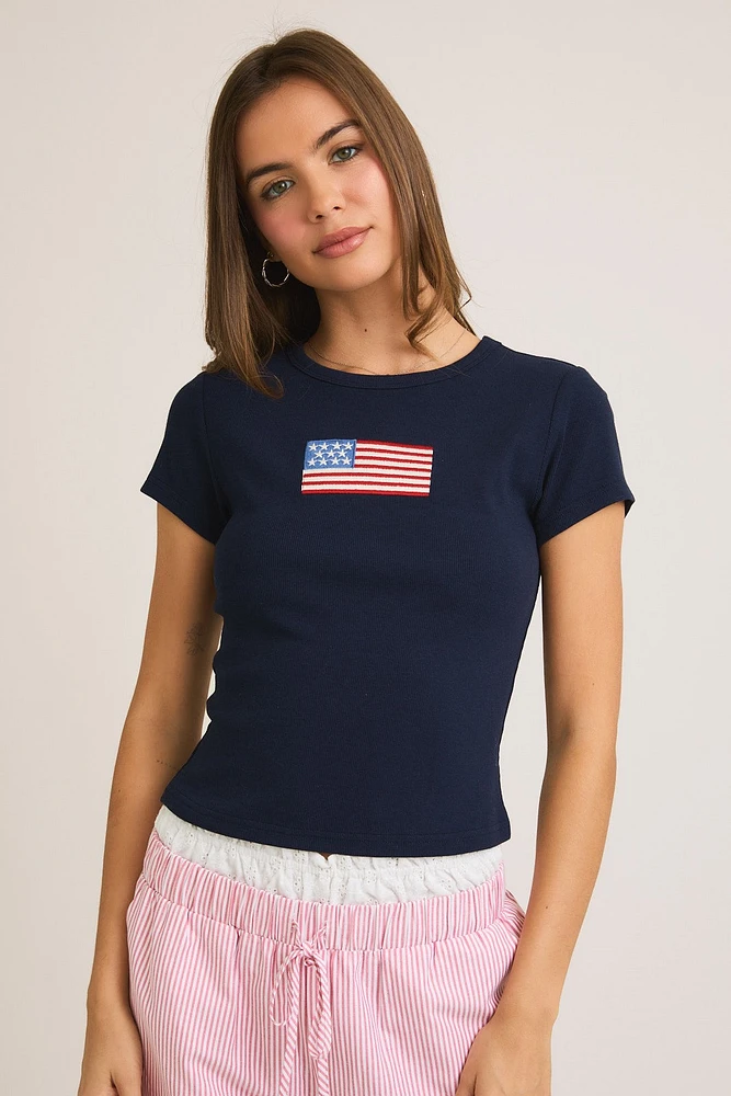 Navy American Flag Tee