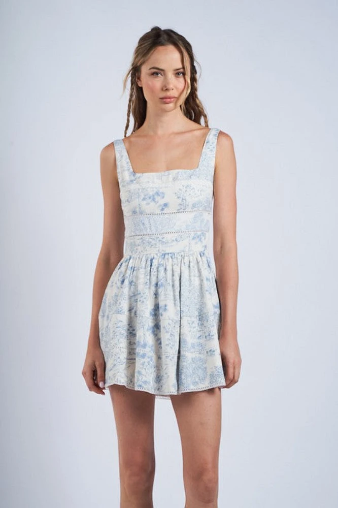 Blue Lace Trim Dress