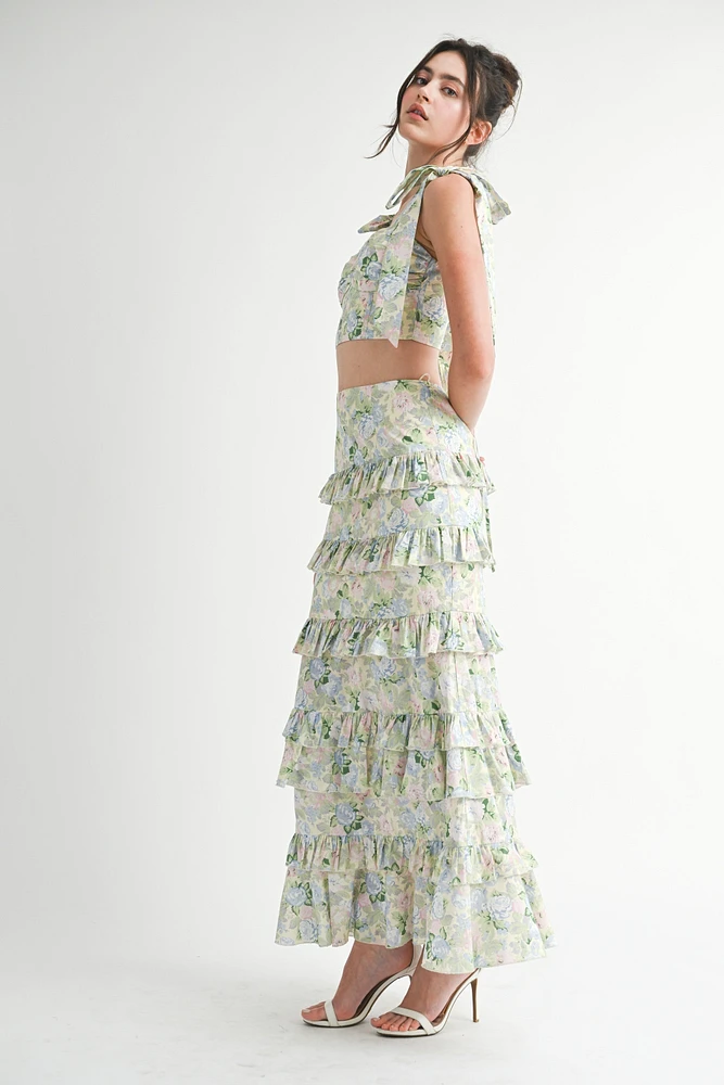 Floral Ruffle Skirt Set