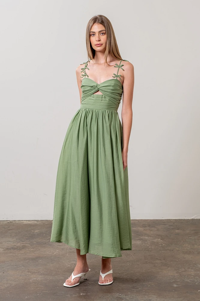 Green Strap Bow Dress