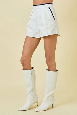 Ivory Contrast Binding Shorts