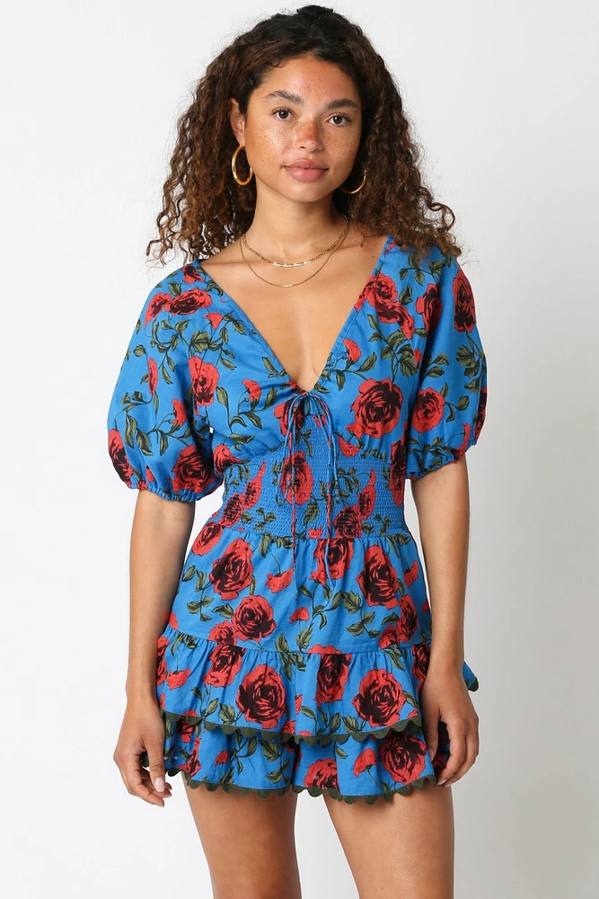 Blue & Red Annie Romper