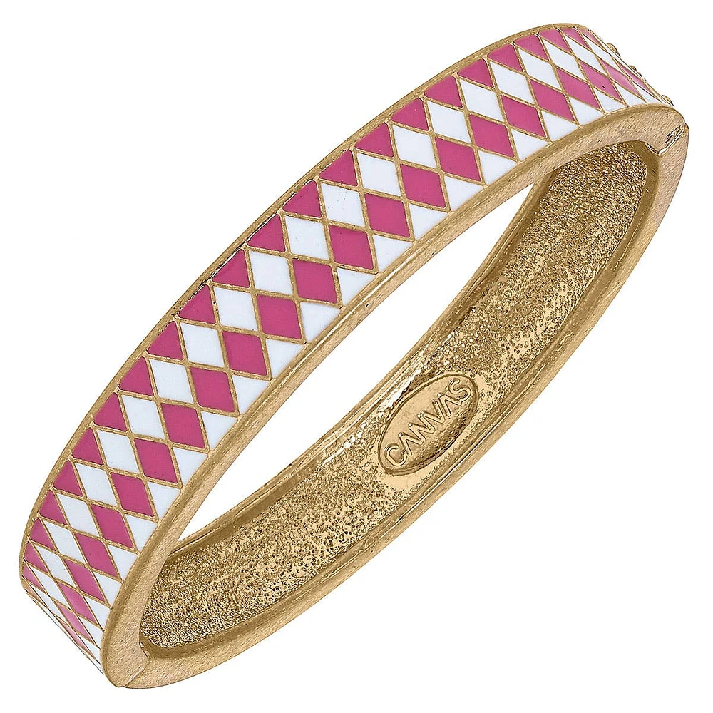 Timberlake Enamel Hinge Bangle in Pink & White