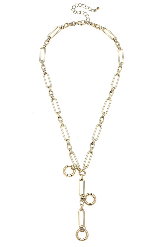 Bella Multi-Charm Lariat Necklace Base in Shiny Gold
