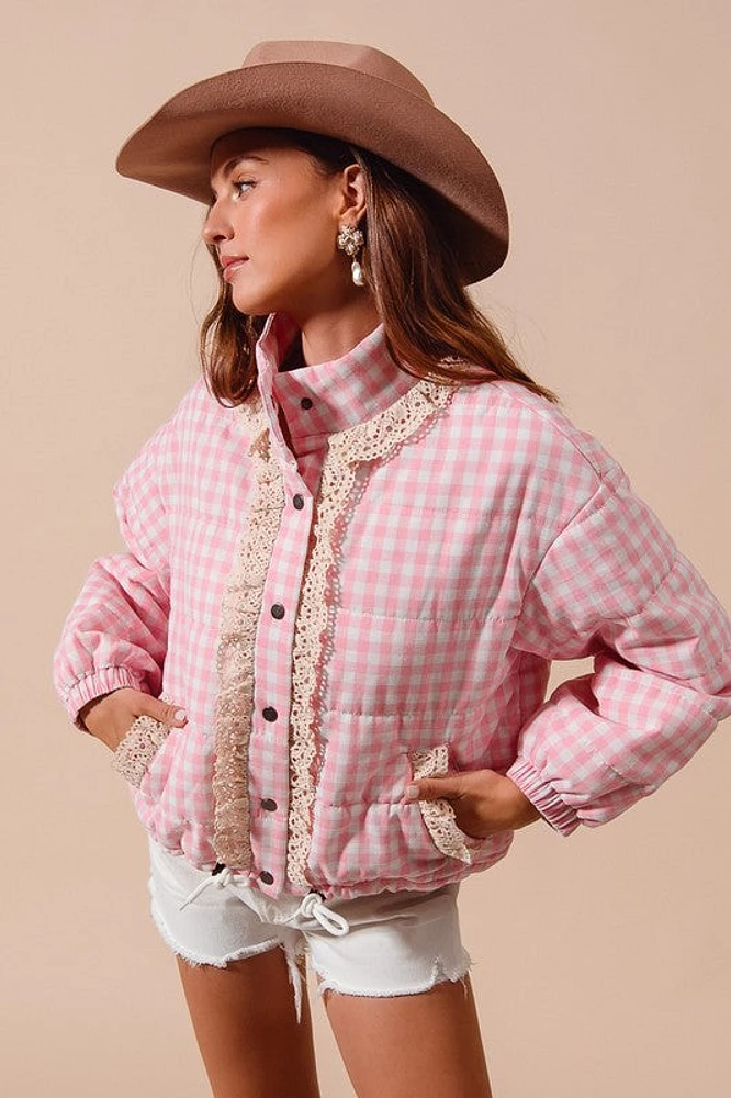 Blush Pink Gingham Check Jacket
