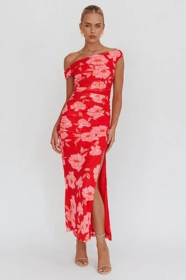 Off The Shoulder Floral Maxi Dress