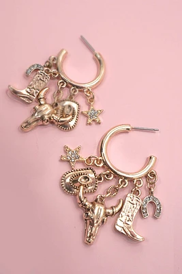 CHARM EARRING-WESTERN BOOT STAR COWBOY HAT