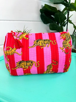 Quilted Tiger Print Cosmetics Bag | Cosmetics Makeup Bags