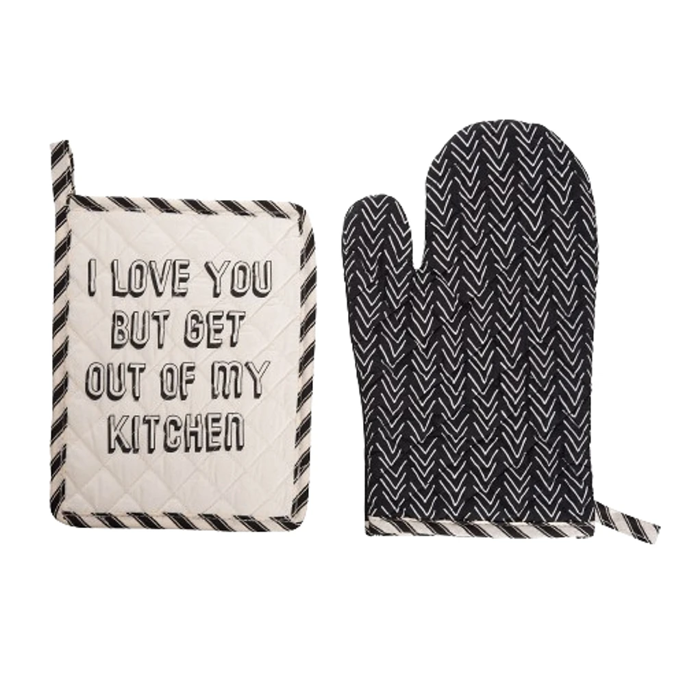 Get Out Pot Holder & Oven Mitt S/2