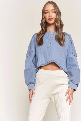 Blue Henley Long Sleeve Top