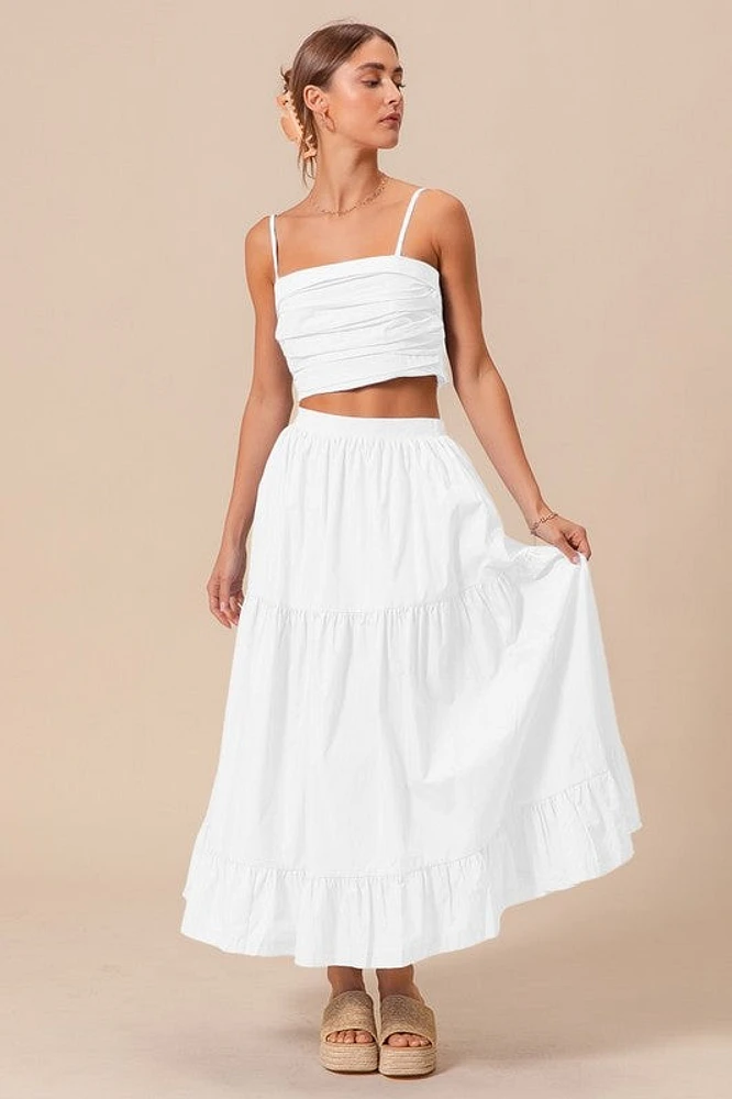 Off White Tiered Top & Skirt Set