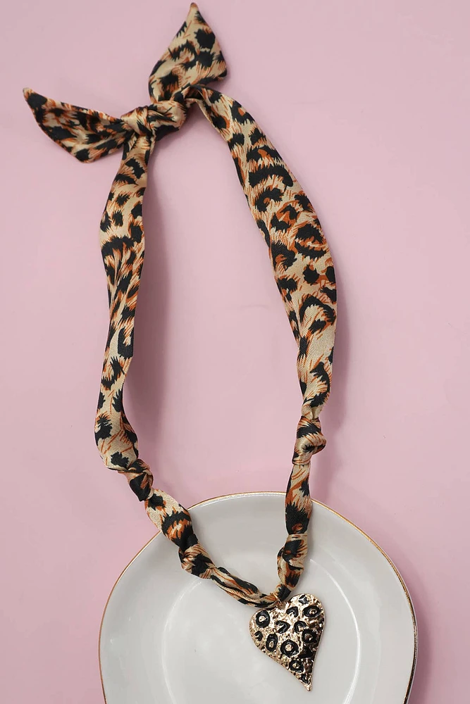 CHEETAH- HANDMADE SCARF CHARM NECKLACE