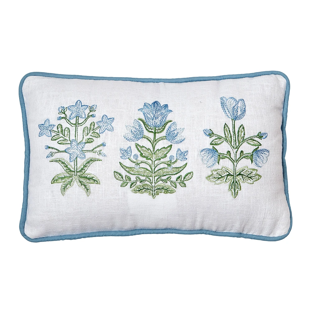 3 Flowers Embroidered Pillow