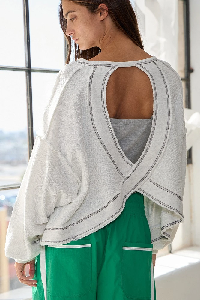 Ash Grey Open Back Long Sleeve