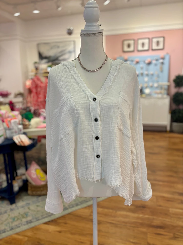 White Gauze Button Down