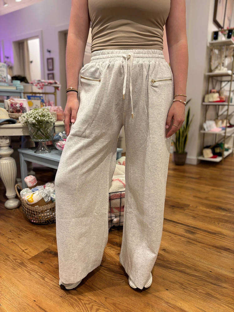 Heather Grey Oversized Scuba Pants