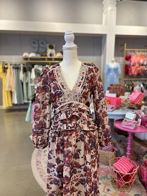 Beige Floral Maxi Dress