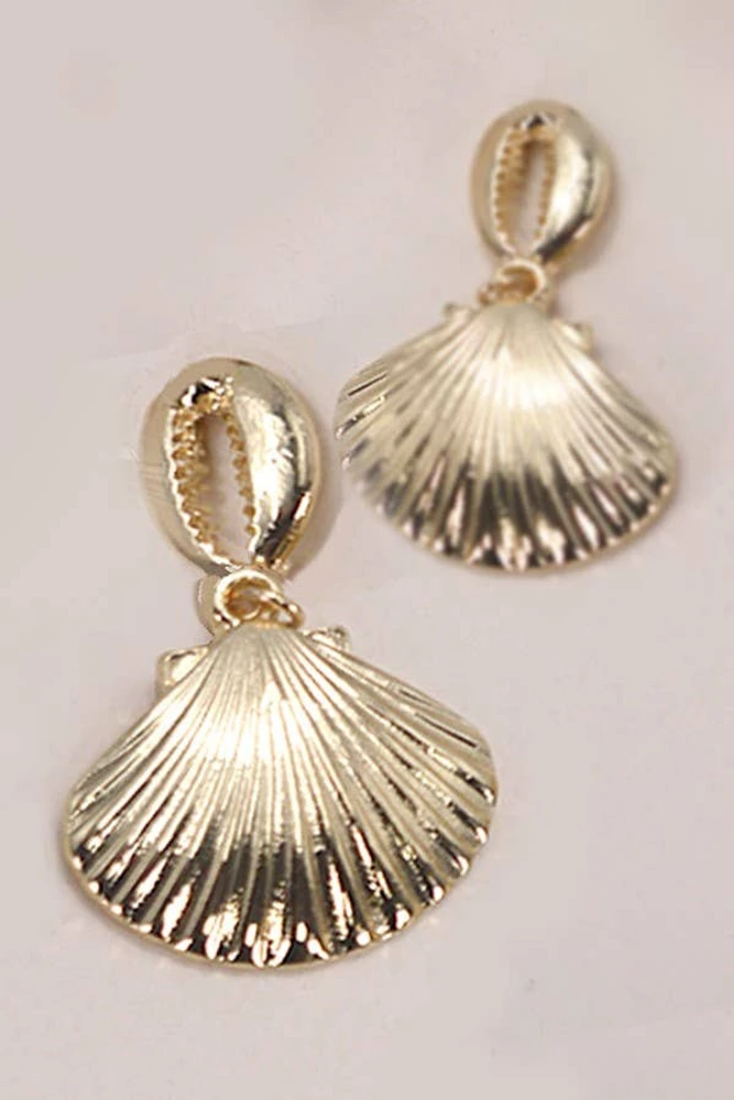 GOLD PUKA SEASHELL DROP EARRINGS