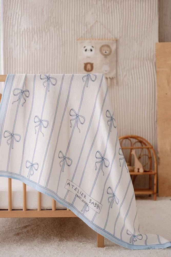 Bow Muslin Baby Blanket