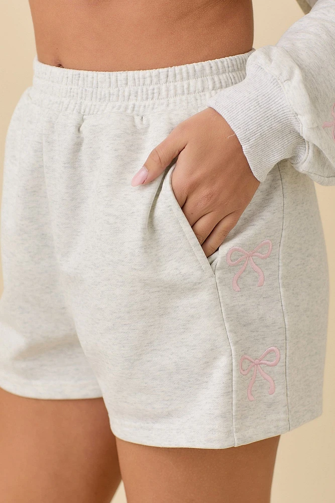 Heather Grey Bow Shorts
