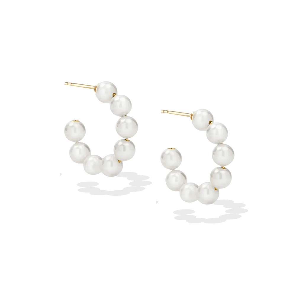 Chunky Modern Pearl Hoops
