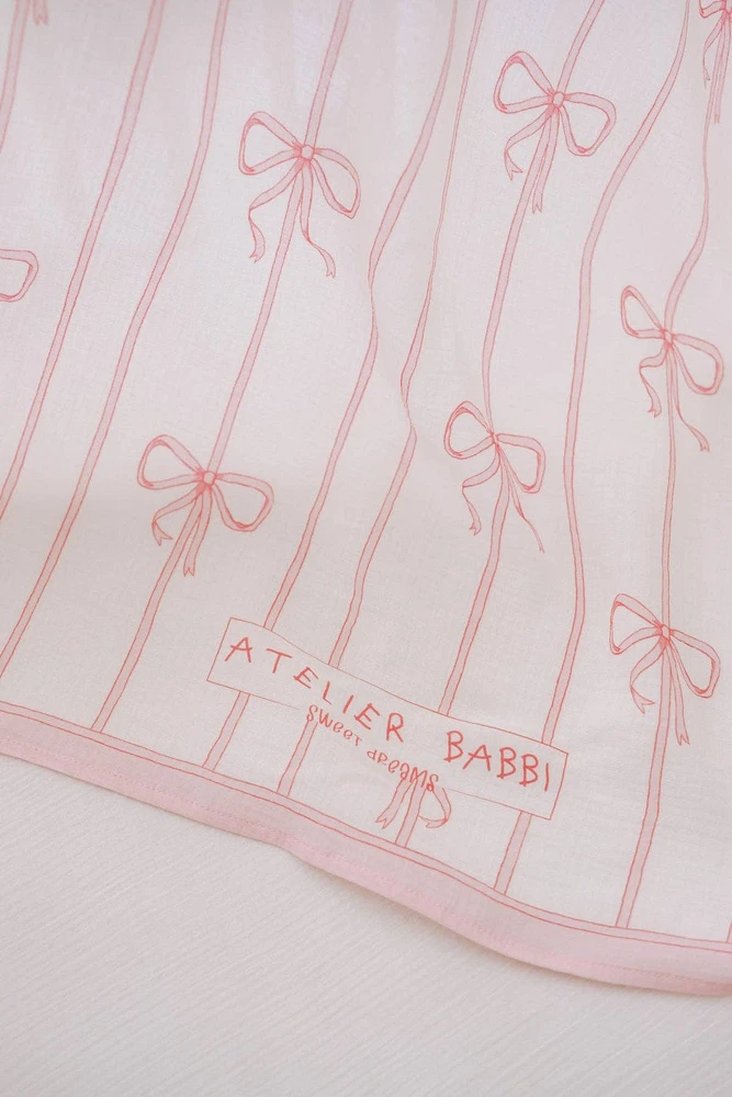 Pink Bow Muslin Baby Blanket