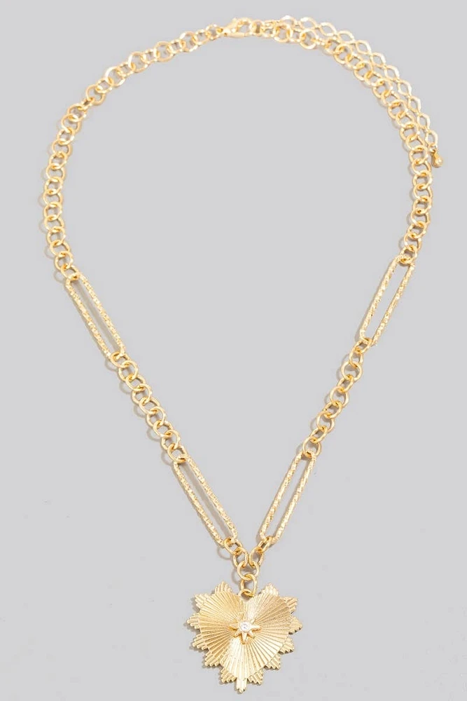 Intricate Bursting Heart Pendant Necklace
