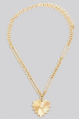 Intricate Bursting Heart Pendant Necklace