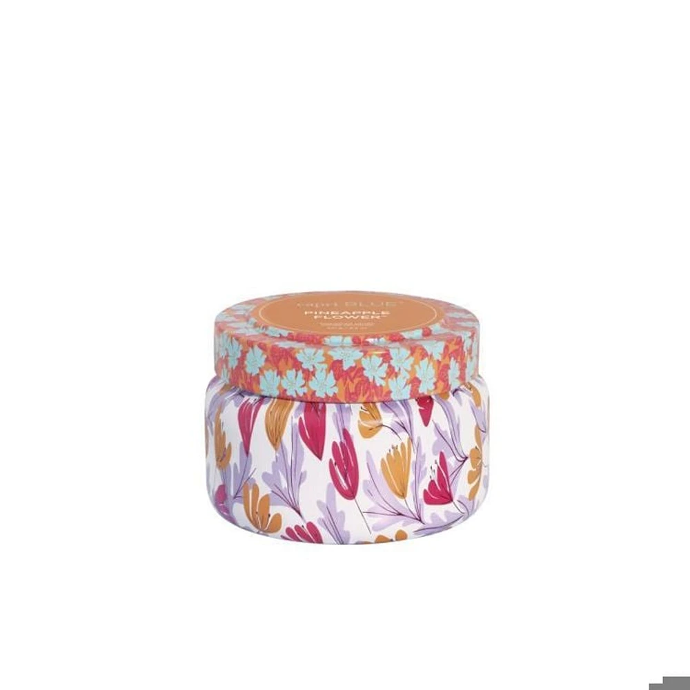 PINEAPPLE FLOWER PATTERN PLAY PRINTED TRAVEL TIN, 8.5 oz