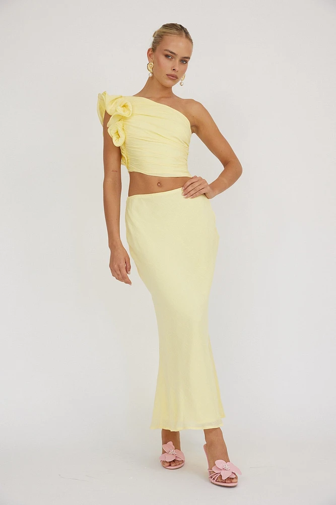 Yellow Ruffle Top & Skirt Set