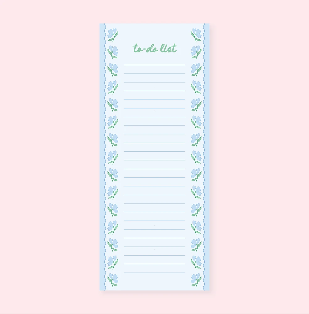 Blue Flower Wavy List Notepad