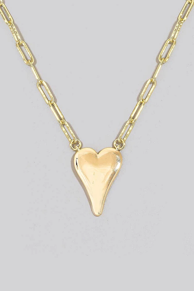 Gold Dipped Long Heart Oval Hoop Chain Necklace