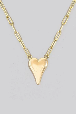 Gold Dipped Long Heart Oval Hoop Chain Necklace
