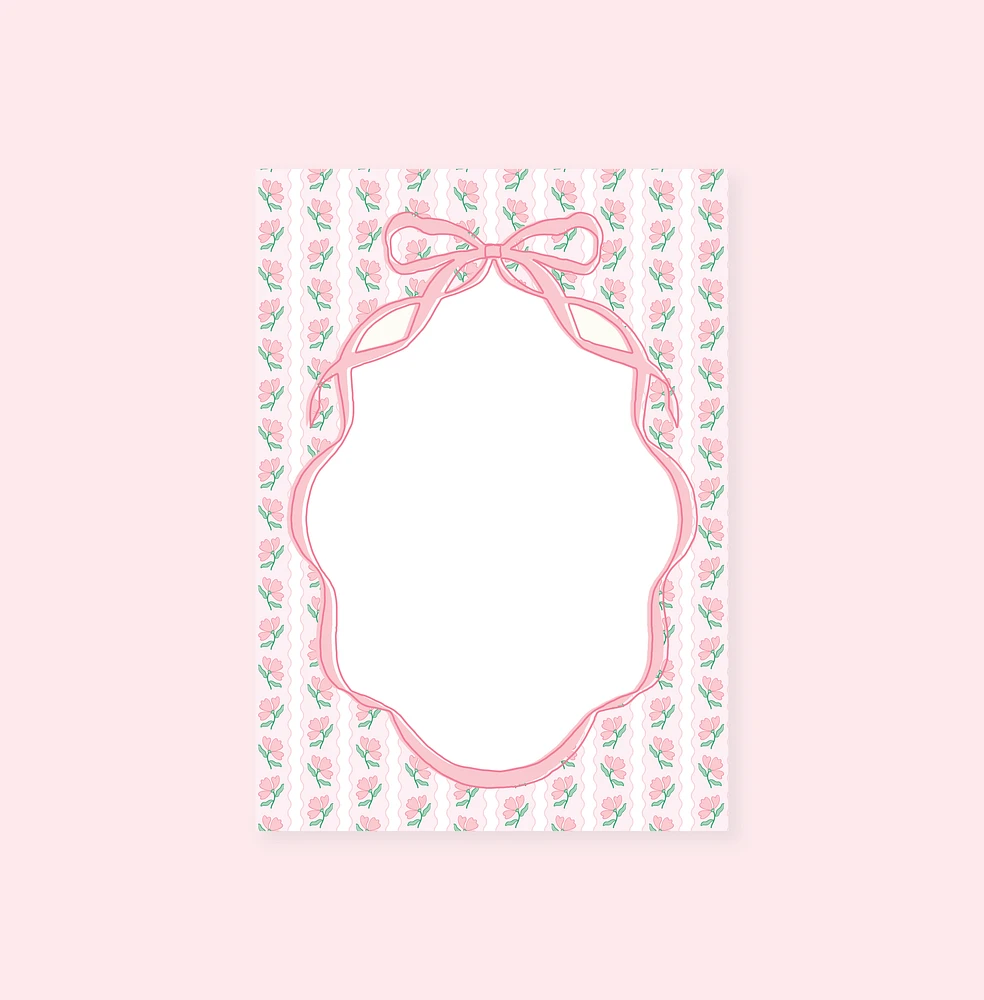Pink Flower Ribbon Notepad